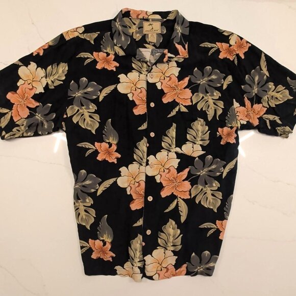 Jamaica Jaxx 100% Silk Sz XL Men's Tan AOP Floral Button Up Casual Hawaiian - Picture 1 of 10